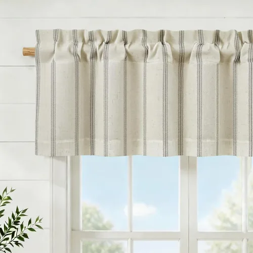 Vista 30 de DriftAway Briony - Cortina opaca con amarre para cocina, ajustable, diseño de globos, líneas texturizadas, estampadas, persianas romanas