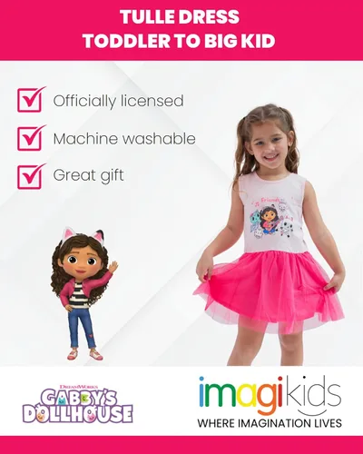 Vista 2 de DREAMWORKS GABBY'S DOLLHOUSE Cakey Cat Gabby Kitty Fairy Pandy Paws Mercat - Vestido de tul para niñas pequeñas y grandes