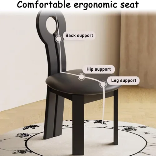 Vista 4 de YVYKFZD Dining Chairs Set, Solid Wood Dining Room Chair, Upholstered Kitchen Chairs, Unique Key-Shaped Living Room Chair, for Offices Bedroom Study