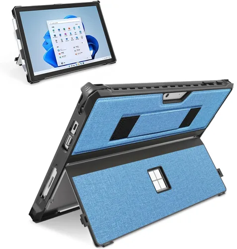Vista 15 de Funda protectora resistente para Microsoft Surface Pro 7+/7/6/5/4/LTE de 12.3", con soporte para lápiz capacitivo y correa de mano, compatible