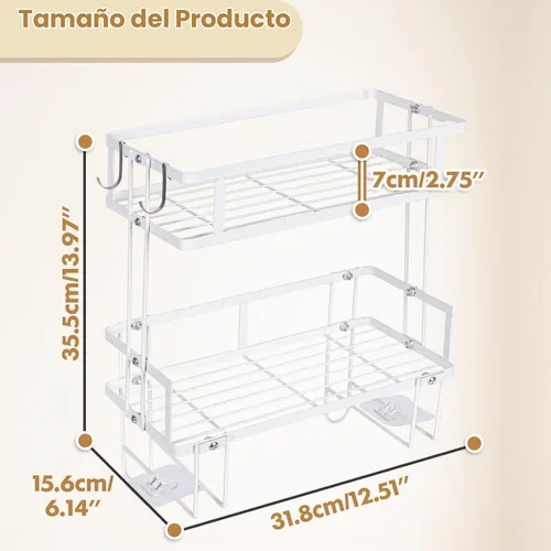 Vista 2 de PowerKing Estante de almacenamiento sobre el inodoro, organizador de baño Blanco