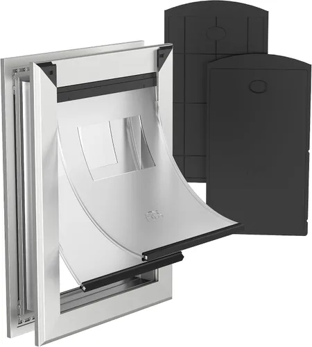 Vista 10 de [Classicmacher] Puerta para Perro de Servicio Pesado con Panel de Bloqueo Deslizante Doble, Puerta Grande de Aluminio para Perro para Puerta