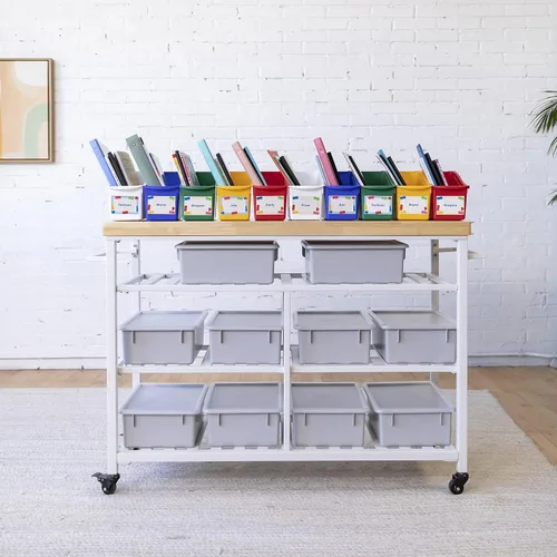 Vista 10 de ECR4Kids Linking - Papelera de plástico para libros, organización multiusos, surtido, 10 piezas