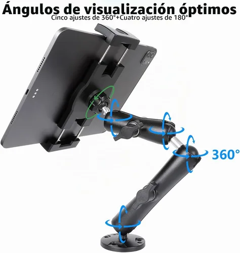 Vista 5 de Soporte de tablet para camión, base de taladro resistente con brazo de aluminio para tableta, automóvil, pared, barco, escritorio, compatible