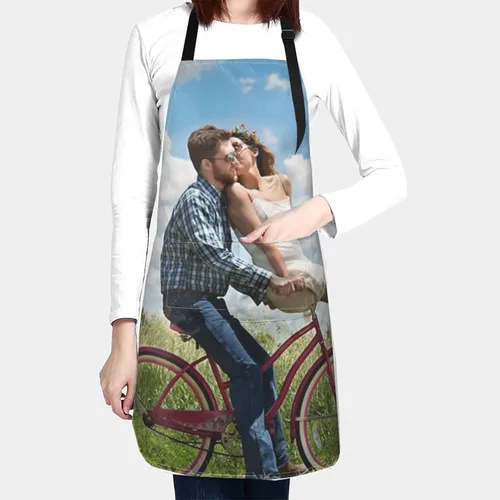 Vista 2 de Delantales personalizados para mujer con bolsillos, delantal personalizado, diseño de tu propio texto, foto, logotipo, delantal de cocina ajustable