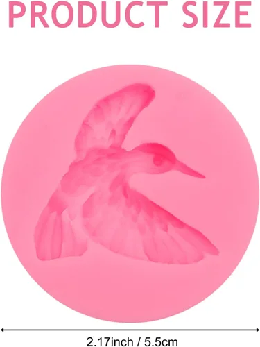 Vista 2 de Molde de silicona para colibrí, molde para decoración de pasteles de pájaros, rosa, juego de 2