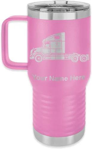 Vista 43 de LaserGram Taza de café aislada al vacío de 15 onzas, cabina de camión, grabado personalizado incluido (negro)