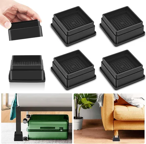 Vista 24 de Paquete de 12 elevadores de muebles de 1 pulgada, elevadores de cama ajustables resistentes para mesa, escritorio, sofá, gabinete, marco de cama