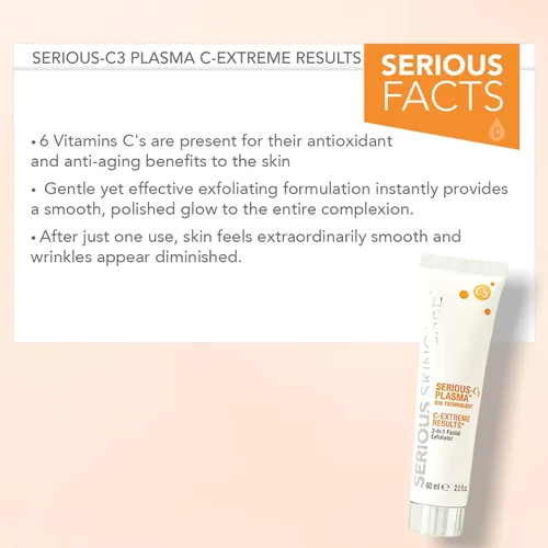 Vista 2 de Serious Skincare C-EXTREME RESULTS 2 oz - Exfoliante facial de limpieza profunda y rejuvenecimiento de poros, vitamina C, colágeno y enzimas