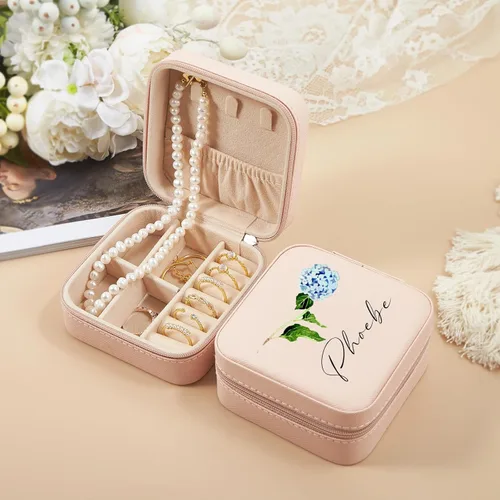 Vista 4 de Pequeño estuche de viaje para joyas, organizador de joyas de viaje, mini estuche de viaje para joyas, estuche de viaje para mujeres, organizador