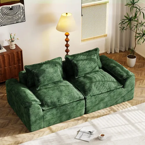 Vista 14 de Hobestluk Cloud - Sofá individual de espuma viscoelástica con asiento profundo, sofá en forma de L con funda extraíble, sofá grande para sala