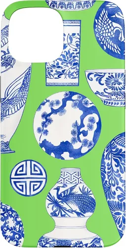 Vista 6 de Blue Willow Chinoiserie Pagoda Ginger Jar Preppy Blue Green Case para iPhone 16