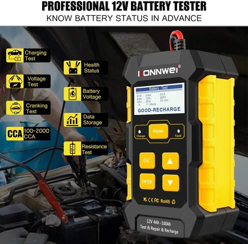 Vista 7 de Escáner KW320 OBD2 + cargador de batería KW510