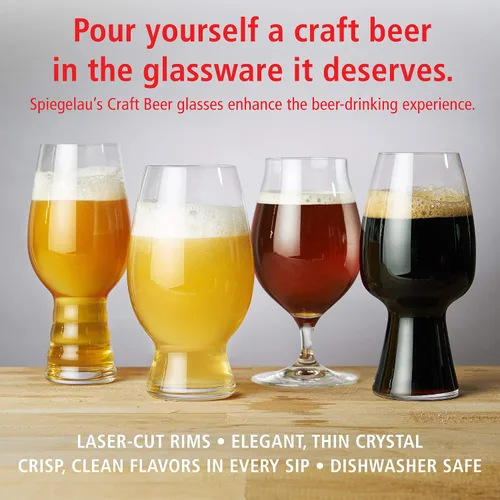 Vista 3 de Spiegelau Craft Beer Stout - Juego de 4 vasos de cerveza sin plomo, hechos en Europa, vasos de cerveza modernos, aptos para lavavajillas, juego