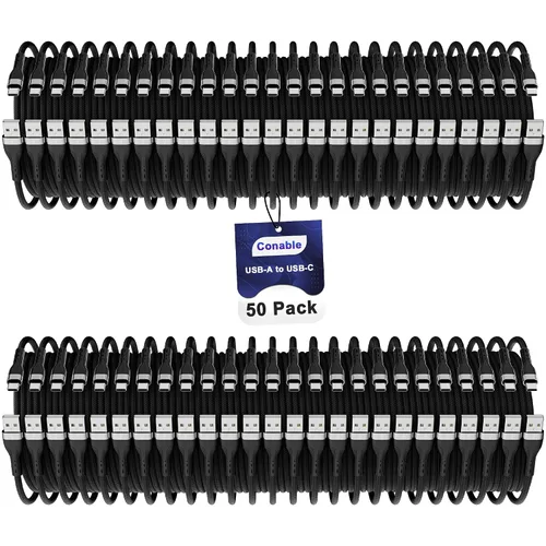 Vista 9 de Cable USB C (1 pie/12 pulgadas, paquete de 10), cable USB A a USB, carga