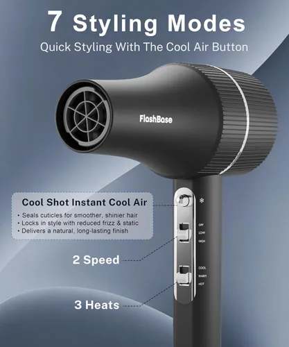 Vista 8 de Hair Dryer, Professional High-Speed Ionic Blow Dryer with Diffuser, 1875W