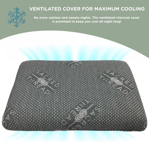 Vista 4 de Sacred Thread Almohada de espuma viscoelástica, espuma viscoelástica adaptativa para aliviar la presión, almohada ortopédica con funda