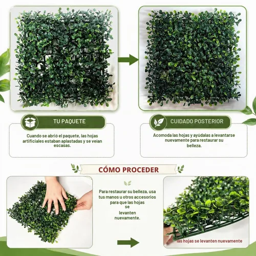Vista 3 de Bybeton Panel de pared de césped artificial, 10 x 10 pulgadas (12 unidades) paneles de pared verde sintético de boj para pared interior, pared