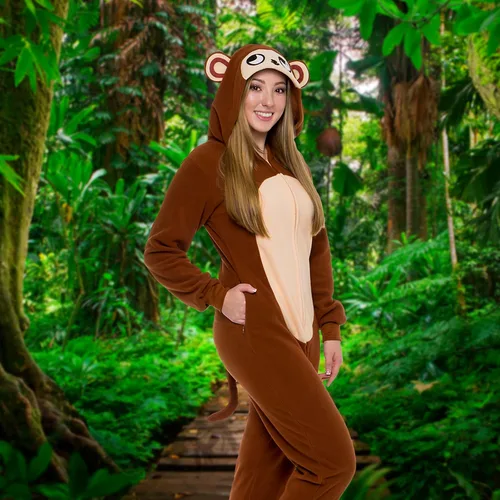 Vista 2 de Slim Fit Adult Onesie - Animal Halloween Costume - Plush Fruit One Piece Cosplay Suit for Women and Men by FUNZIEZ!