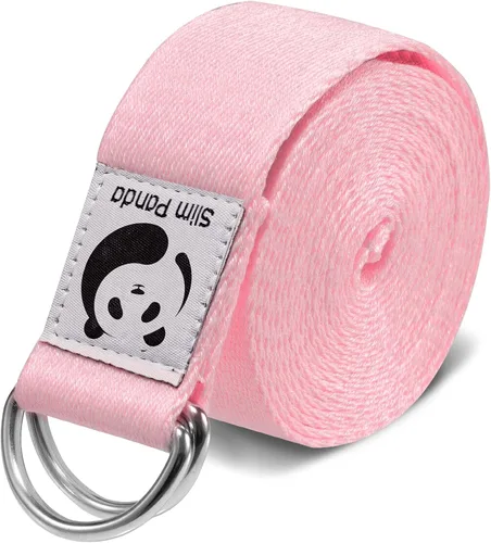 Vista 11 de Correa de yoga Slim Panda para estiramiento, Correa de yoga de algodón con hebilla ajustable en forma de D, Correa de yoga no elástica para pilates