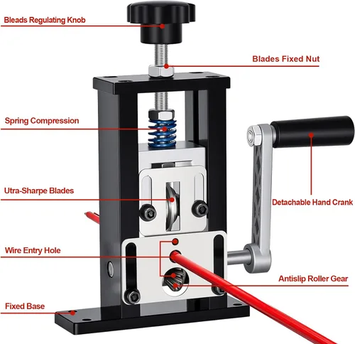Vista 5 de Trivd Frol Máquina peladora manual de alambre de 0.06 pulgadas a 1 pulgada, máquina peladora de alambre de cobre, herramienta peladora de alambre