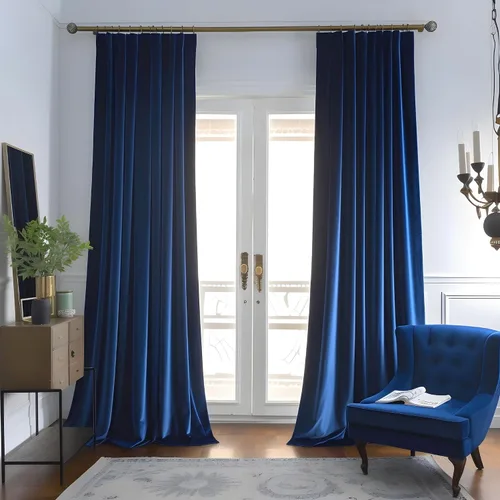 Vista 29 de Cortinas opacas de terciopelo negro para sala de estar, 52 pulgadas de ancho x 63 pulgadas de largo, cortinas opacas de lujo para dormitorio