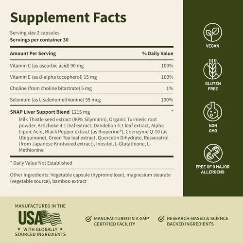 Vista 8 de Snap Supplements Paquete de suplementos para la salud del hígado y desintoxicación y salud del colesterol, apoya la salud del corazón, hígado