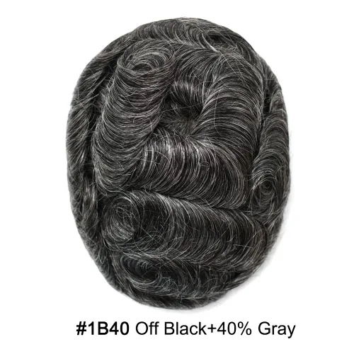 Vista 131 de Toupee para hombre 100% cabello humano real tupé para hombres 0.004 in piel de poliuretano para hombre, sistema de reemplazo de piezas de pelo