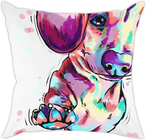 Vista 21 de Funda de almohada de lino de pastor alemán, diseño artístico abstracto colorido, funda de almohada de lino de 18 x 18 pulgadas para amantes