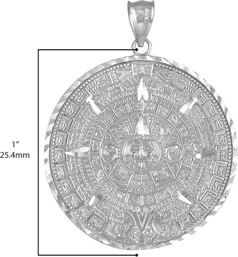 Vista 5 de Colgante de plata de ley 925 con calendario maya azteca - Elección de tamaño, Metal
