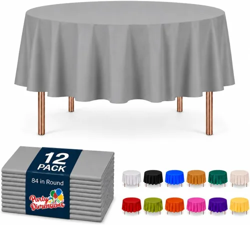 Vista 27 de Party Dimensions Mantel de plástico negro, paquete de 12 manteles rectangulares desechables de 54 x 108 pulgadas para mesas de 6 a 8 pies
