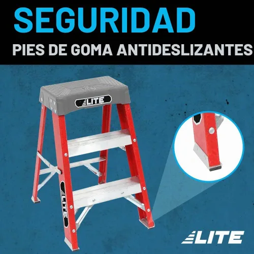 Vista 4 de LITE Taburete industrial de fibra de vidrio de 2 pies, capacidad de carga de 300 libras, tipo IA, LP-3011-02