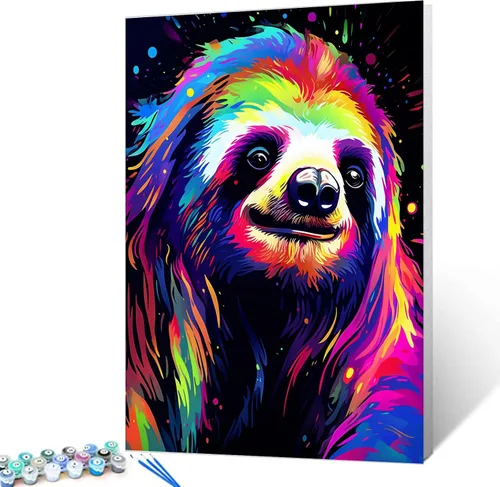 Vista 10 de Tucocoo Kit de pintura por números de lobo colorido, lienzo de 16 x 20 pulgadas, pintura al óleo digital para adultos con pinceles y pigmento Obras