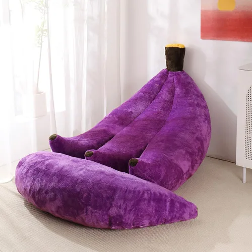 Vista 11 de Sofá de frijoles con otomana IEVENW en forma de banana, sofá de piso con reposapiés, cómodo sofá cama convertible para adultos, sofá de felpa