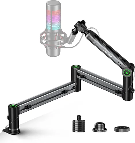 Vista 9 de Brazo de Micrófono, Aokeo AK-58 - Soporte de Brazo de Micrófono de Escritorio de Bajo Perfil Ajustable, Adecuado para Blue Yeti, Snowball iCE