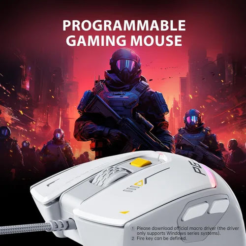 Vista 7 de INPHIC PG1 - Mouse ergonómico para juegos de computadora, 12800 DPI de alta precisión, 6 botones programables, retroiluminación RGB