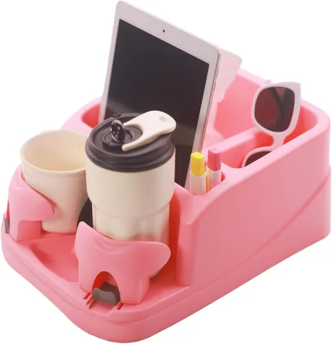 Vista 10 de Organizador de Consola de Coche Keyiduid, Organizador de Asiento de Coche con 2 Portavasos Ajustables, Consola Central para Coches, Camiones