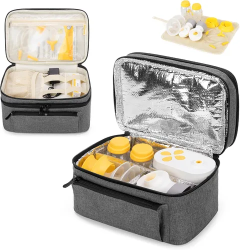 Vista 9 de BAFASO Bolsa para extractor de leche (compatible con bomba Medela en estilo) con una almohadilla impermeable para piezas de bomba de carga, funda