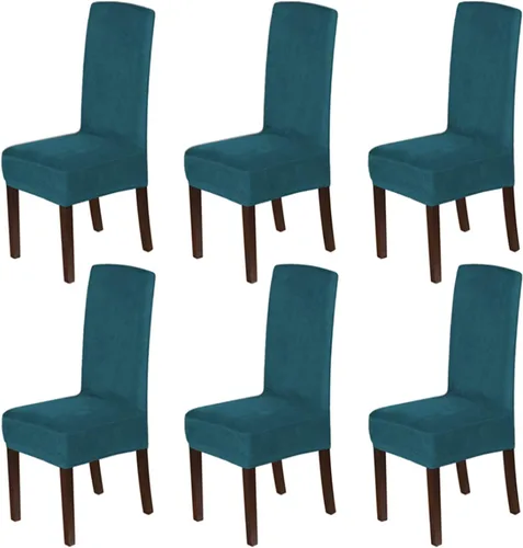 Vista 14 de Fundas elásticas de terciopelo para sillas de comedor, suaves, extraíbles y de comedor, color negro, 2