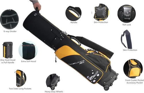 Vista 3 de Deluxe Golf Travel Mate CarryOn - Funda para carrito de golf con cerradura TSA y cubierta de protección Convenient 2-in-1 hybrid golf bag and