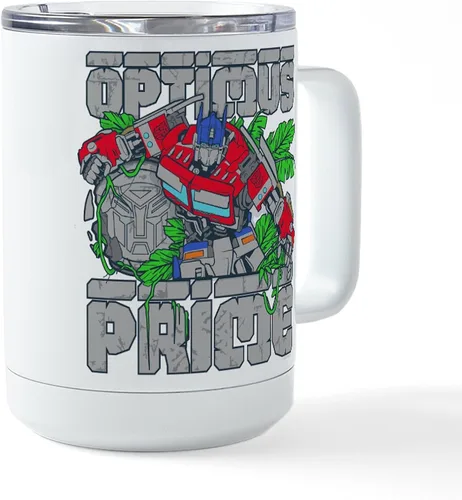 Vista 4 de CafePress Transformers 7 Optimus Prime Jungle - Taza de viaje aislada de acero inoxidable de 15 onzas