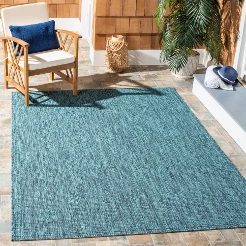Vista 4 de SAFAVIEH Courtyard Collection - Alfombra de pasillo, 2 pies 2 pulgadas x 9 pies, aguamarina y aguamarina, no desprende pelusa y de fácil cuidado