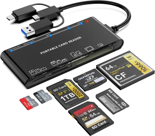 Vista 9 de xD-Picture - Lector de tarjetas USB 3.0, lector de tarjetas de memoria para tarjetas xD/CF/MS/SD/TF - Lector de tarjetas 7 en 1 para Windows, Mac