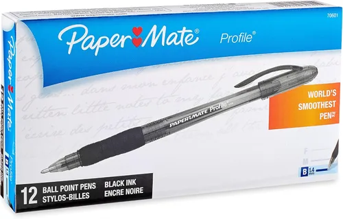 Vista 10 de Paper Mate Profile - Bolígrafos retráctiles, negrita (0.069 pulgadas), negro, 2