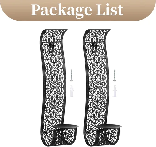 Vista 8 de Sziqiqi Portavelas de Pared Decorativo Apliques de Vela - Portavelas de Pilar Montados en la Pared para Sala de Estar, Baño, Granja, Boda - Juego
