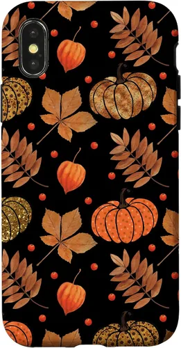 Vista 5 de Otoño hojas y calabazas patrón Halloween otoño regalos caso para iPhone 17