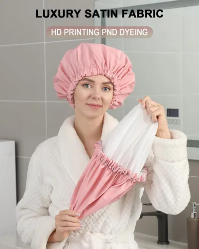 Vista 12 de YIZIJIZI Gorro de ducha, gorras de ducha para mujeres reutilizables impermeables, gorras de ducha grandes de dos capas reutilizables adecuadas