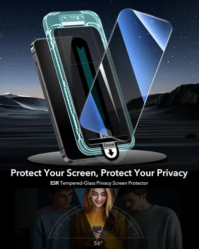 Vista 2 de ESR Paquete de 3 para iPhone 14 Pro Protector de Pantalla de Privacidad, Protector de Pantalla de Privacidad de Vidrio Templado Anti-espía
