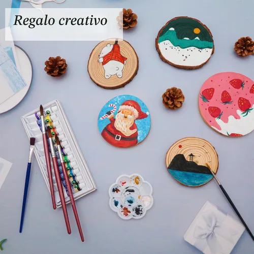 Vista 6 de Rebanadas de madera natural sin terminar: círculos de 3.2-4 pulgadas - 30 piezas con corteza para manualidades, adornos de bricolaje y arte