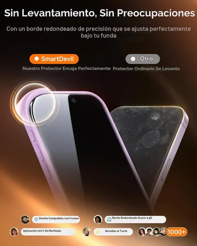 Vista 9 de SMARTDEVIL Protector de pantalla de privacidad para iPhone 17 Pro con protector de lente de cámara, vidrio templado inastillable